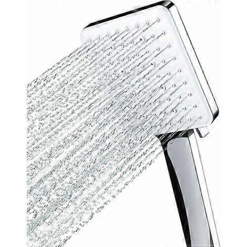 Square Handheld Shower Head with One-Hand Control, 6 Spray Modes, Chrome Finish