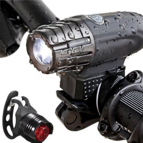 USB Rechargeable LED Bicycle Front Light and Rear Light Set, Waterproof, Bright, Easy to Install 2