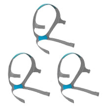 Vervangende CPAP-hoofdband (3 stuks), compatibel met ResMed AirFit N20, maat M, ademend polyester, blauw en grijs