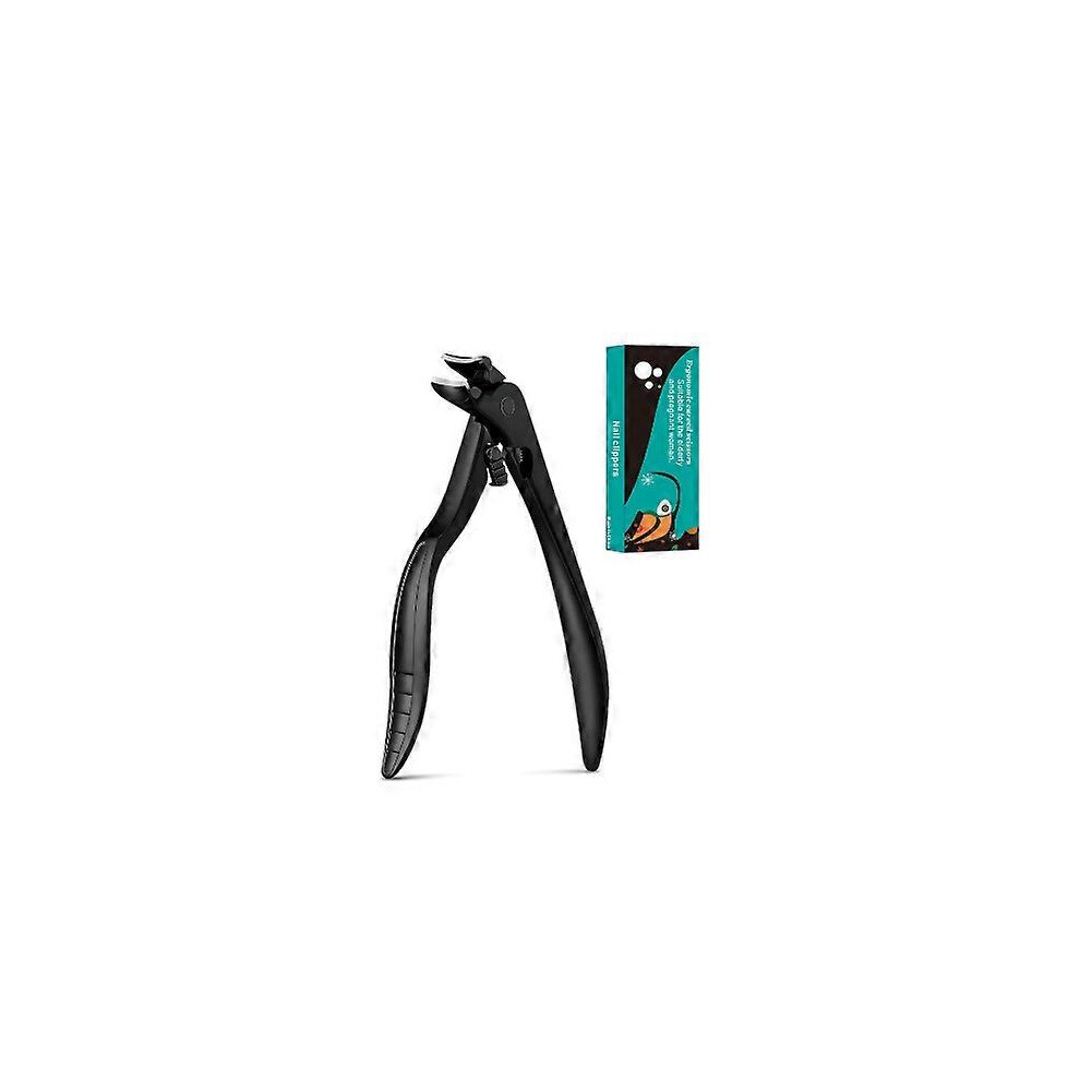 Ergonomic Nail Clipper, Long Handle Toenail Clipper for Thick Nails, Stainless Steel with Catcher, Curved Sharp Blade for Seniors