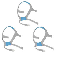 Set van 3 vervangende CPAP-hoofdbandjes, compatibel met ResMed AirFit F20 AirTouch F20 volgelaatsmaskers, grijs Lycra-sponsdoek