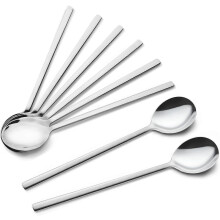 8 stuks Koreaanse roestvrijstalen lepels, met een handvat van 21,5 cm en een brede punt voor soep en rijst, geschikt voor dagelijks gebruik.