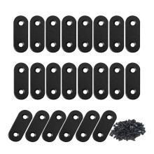 22 PièCes Supports de Renfort Droits en Acier Inoxydable Noir Connecteur de Plaque de RéParation avec Vis Supports Plats pour Bois