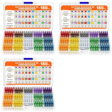3Set 180Pcs Car Fuses Assorted Kit,60 Blade Car Fuse +60 Standard Fuse Automotive +60 Micro-Type Fuse + Fuse Puller