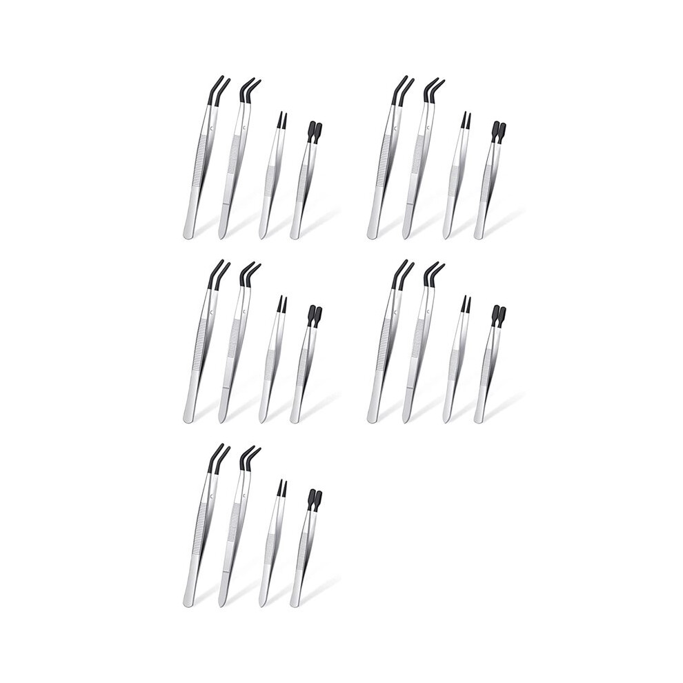 20 Pieces Tweezers Set With Rubber Tips Tweezers Pvc Coated Tweezers, Rubber Fine Point Tweezers Rubber Flat Tip Tweezer 6031490695272