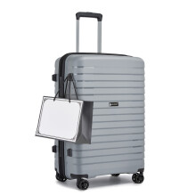 (Grey) 20-Inch Hard Shell Scratch-Resistant PP Luggage with Cup Holder, TSA Lock & Expandable Design-Cabin Trolley For Travel
