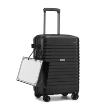 (Black) 20-Inch Hard Shell Scratch-Resistant PP Luggage with Cup Holder, TSA Lock & Expandable Design-Cabin Trolley For Travel