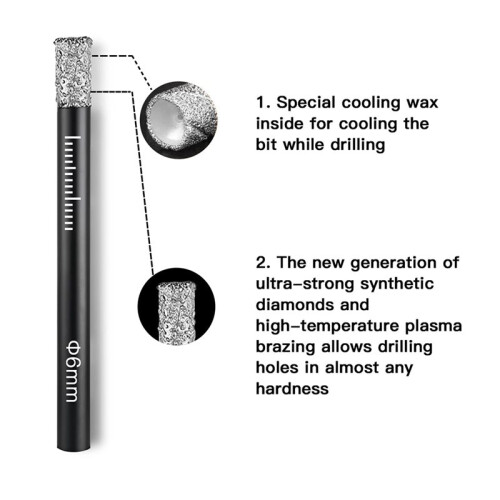 30 Pcs Diamond Drill Bit Porcelain Tile Drill Bit 6mm 8mm 10mm 12mm Tile Drill Bits Sets Round Shank Dry Drill Bits 2
