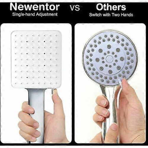 Square Handheld Shower Head with One-Hand Control, 6 Spray Modes, Chrome Finish 1