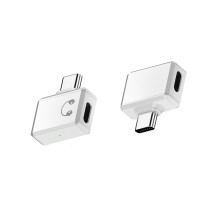 Lighting samice na USB-C samec, boční zahnutý adaptér pro sluchátka s podporou hovorů a HiFi zvuku White