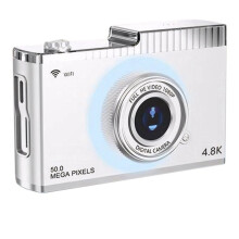 4K FHD 50MP Digitalkamera Autofokus-Kamera 2,4-Zoll-IPS-Bildschirm WIFI-Kompaktkamera mit Fülllicht für Studenten Weiß