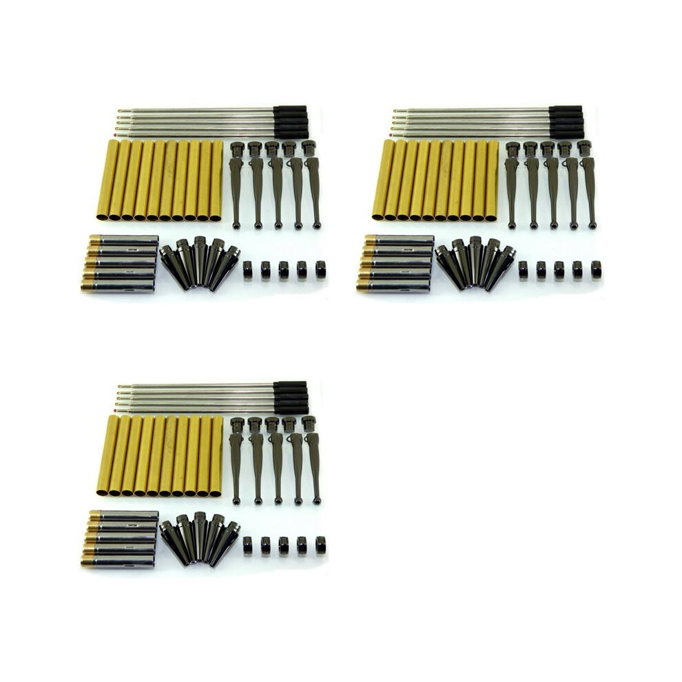 Woodturning Fancy Slimline Pen Kit Set X 15, Metal Finish, Twist Mechanism 6031735426807
