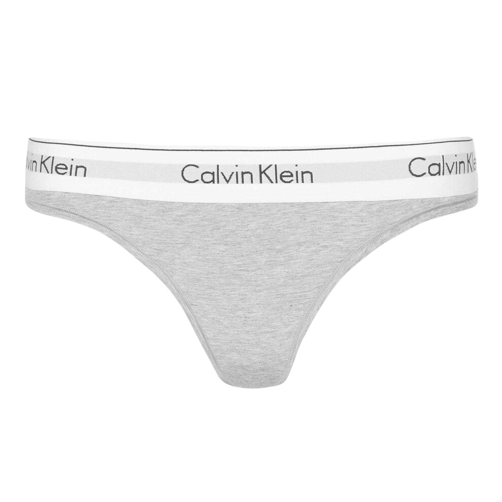 Calvin Klein (20 Uk, Grey) Womens/Ladies Logo Cotton Blend Thong