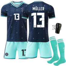 (Size 13 with socks + protective gear, #XL) Germany Away Jersey 2026 World Cup Soccer Uniform Set Breathable Quick-Dry 13 Muller Adult Youth