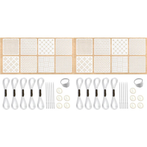 48Pcs Plastic Sashiko-Stencil Kit 4.7 X 4.7Inch Geometric Pattern Template Drawing  Embroidery Pattern for Beginners 1