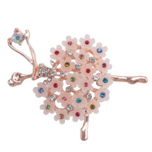 Luxus Kristall Brosche Ballerina Taenzer Brustpin Farbenfroh Blume Legierung ueberzogene Frauen Maedchen Geschenk