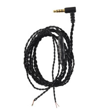 KopfhöRer Audio Kabel Reparatur Ersatz 3,5 Mm Klinkenbuchse DIY Ellenbogen KopfhöRer 4 Kupferkern Draht mit Mikrofon LautstäRkeregler (Schwarz)