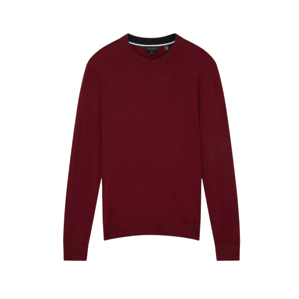Ted Baker (L, Oxblood) Mens Merino Wool Long-Sleeved Jumper