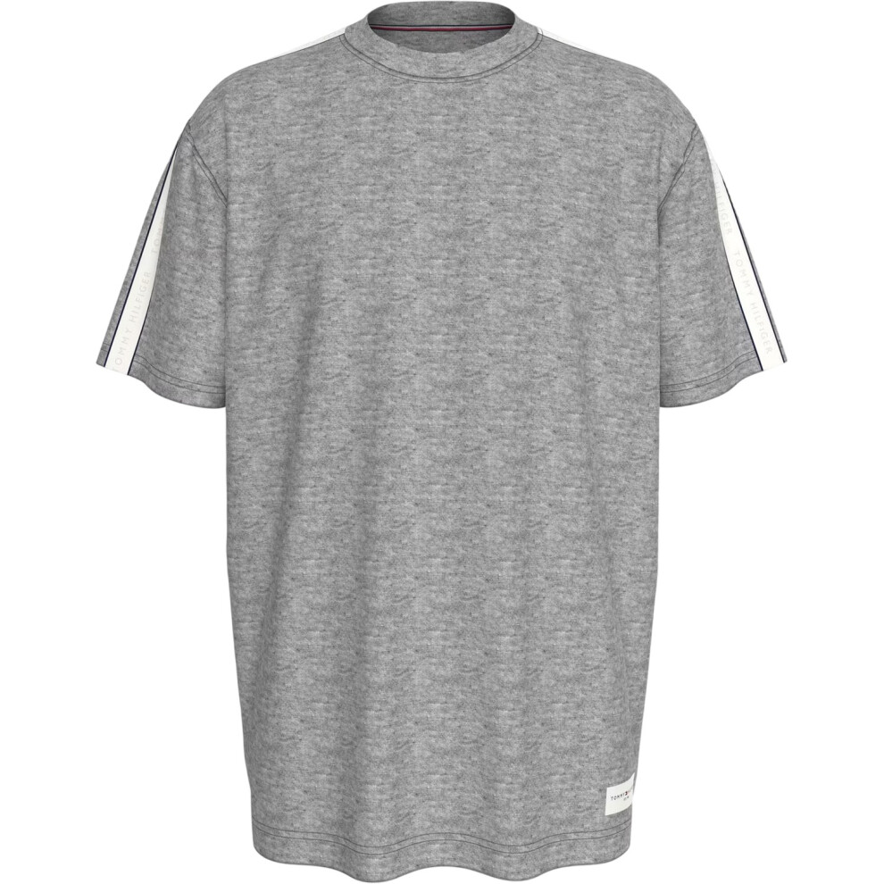 Tommy Hilfiger (Xl, Grey Heather Marl) Mens Logo Regular Short-Sleeved T-Shirt