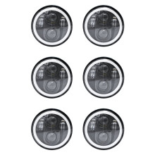 6X Reflektor LED 5.75, Reflektor Motocyklowy 5-3/4 z Białą Halo DRL dla Sportster Iron 883 Dyna Street Bob