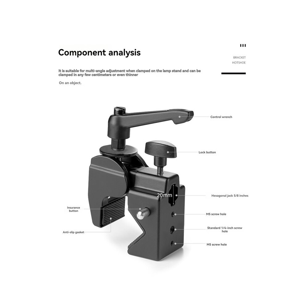 Camera Claw Clamp Fixing Clip Aluminum Alloy Bike Handlebar Clamp For Photography And Vlog Beak Clip 4712949521367