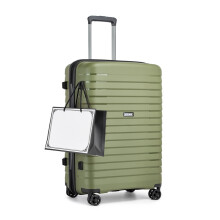 (Green) 24-Inch Hard Shell Scratch-Resistant PP Luggage with Cup Holder, TSA Lock & Expandable Design-Check-in Luggage For Travel