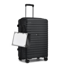 (Black) 24-Inch Hard Shell Scratch-Resistant PP Luggage with Cup Holder, TSA Lock & Expandable Design-Check-in Luggage For Travel