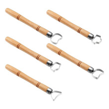 5 Pièces Outils D'Argile Outils de Sculpture avec Poignées en Bois pour Tasse à Thé, Ustensiles, Poignée de Vase, Fabrication de Modèles