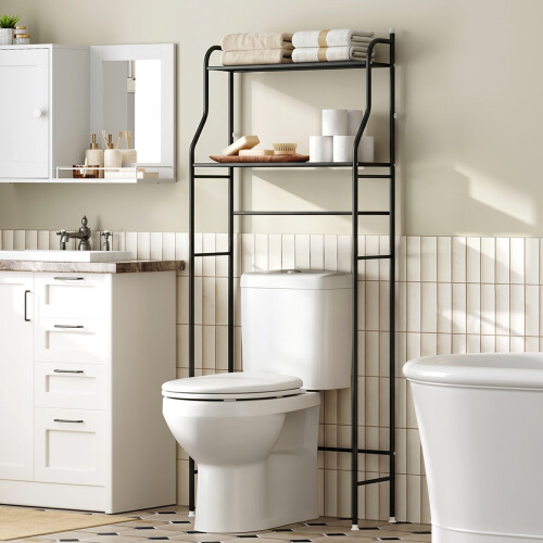 Living And Home 2-Tier Over-The-Toilet Storage Rack, Black