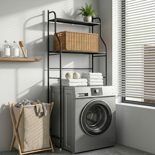 Living And Home 2-Tier Over-The-Toilet Storage Rack, Black 1