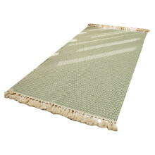 Cotton & Linen Woven Carpet Thin Fabric Can Be Machine Washed. Cotton Bedside Blanket Green