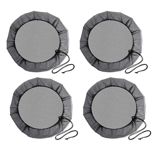Mesh Cover for Rain Barrels, 4 Pcs Rain  Netting Screen with Drawstring for Protecting Fallen Leaf Debris