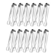 Tongs for Serving Food,Set Fo 12 Small Tongs for Appetizers,for Tea Party Coffee Bar, 4 Inch Sugar Tong - Silver