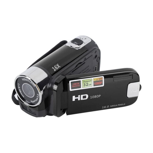 Câmera de Vídeo Portátil, Câmera DV de 1080P 16MP com Zoom Digital de 16x, Tela Rotativa TFT de 2,7 Polegadas e Cabo USB