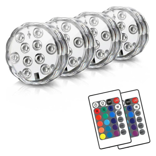 Lampes LED Submersibles Étanches avec Télécommande, 16 Couleurs, 4 Modes pour Piscines, Baignoires et  Encore