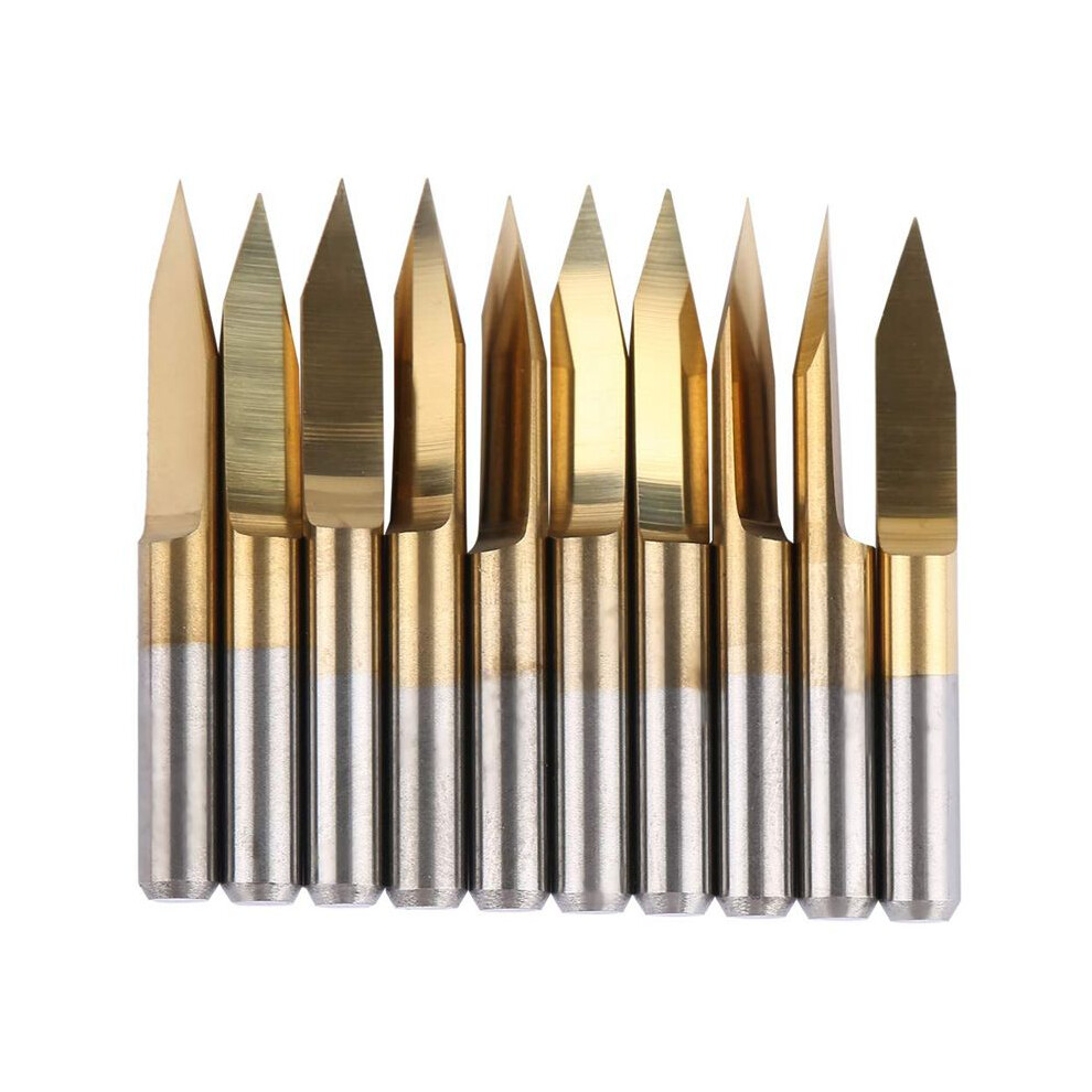10Pcs V Grooving Router Bit 3.175Mm Coated Tungsten Steel Engraving Cnc Cutter Bit Carving Tool(3.175X30x0.1) 4711474108043