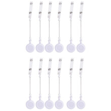 12-Teiliges Perlen-DIY-Ausweishalter-Set, Einziehbare Ausweis-Namensschild-Rollen-Clips, Halter für Perlen, Leere Leiste mit GüRtelclip, Weiß