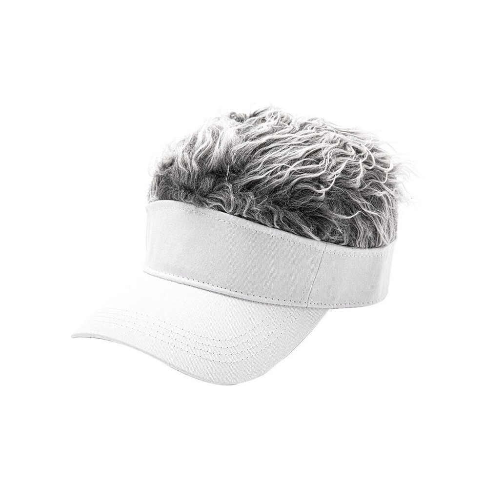 Torribaly Unisex Fashion Wig Caps Concise Sun Visors Street Hip Hop Baseball Cap Sun Snapback Hats Fake Hair Casquette White+Gray
