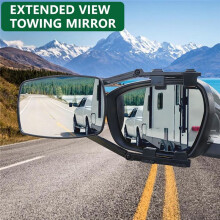 Universal Clip- Towing Mirrors Extended Mirrors for Towing 360 Rotation Adjustable Towing Mirror, Black 2PCS