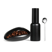 Coffee Bean Dosing Cup and Sprays Bottle Set Ceramic Coffee Bean Container for Vessel Espressoy with 30ml Sprayer Black