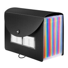 24 Pockets Expanding File Folder with Blank Labels Desktop Accordion Folders Letter A4 Paper Document Storage Organizer