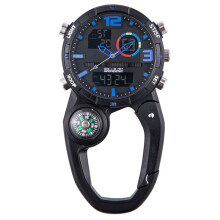 RoundScreen Outdoor Carabiner Watch with Compass Multi Functional Climbing Carabiner Watches for Men Sports Waterproof,B