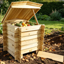 300L Wooden Slatted Garden Compost Bin Recycler