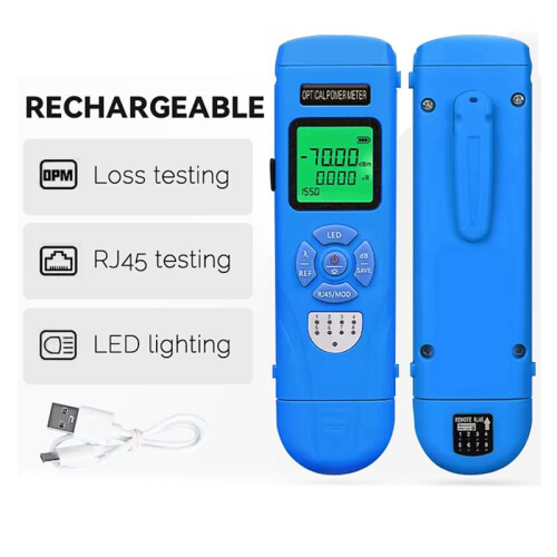 Medidor de Potência Óptica Recarregável -70+10dbm FTTH com LED OPM SC/FC/ST 2