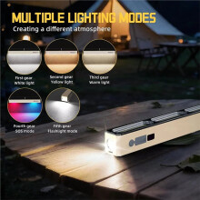 42 cm Tragbare Campinglampe, Wiederaufladbare LED-Magnetröhre mit Mehrfarbigem Licht