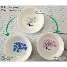 Copa de vino cerámica cambio de color flor de cerezo japonesa, modelo flor de durazno, para bebidas frías y calientes, uso doméstico y profesional