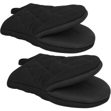 Gants de four courts, résistant à la chaleur jusqu'à 500F, poignée antidérapante en silicone, pour cuisson barbecue, noir