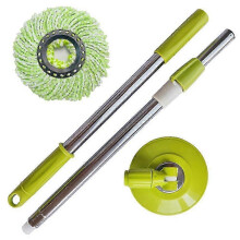 Maniglia di ricambio per spin mop, asta in plastica e metallo verde, 360 gradi, antiruggine, lunghezza regolabile, appendibile a muro