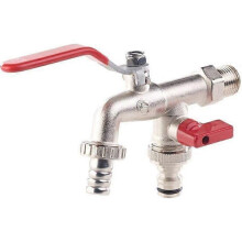 Robinet double quart de tour 1/2 pouce, métal pressé à chaud, pour arrosage jardin intérieur extérieur, résistant -10C à 100C