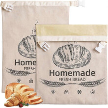 2 Stück Bienenwachs-Brotbeutel, Baumwollbeutel zur Aufbewahrung von Sauerteigbrot, gefriergeeignet, wiederverwendbar, 43 x 33 cm